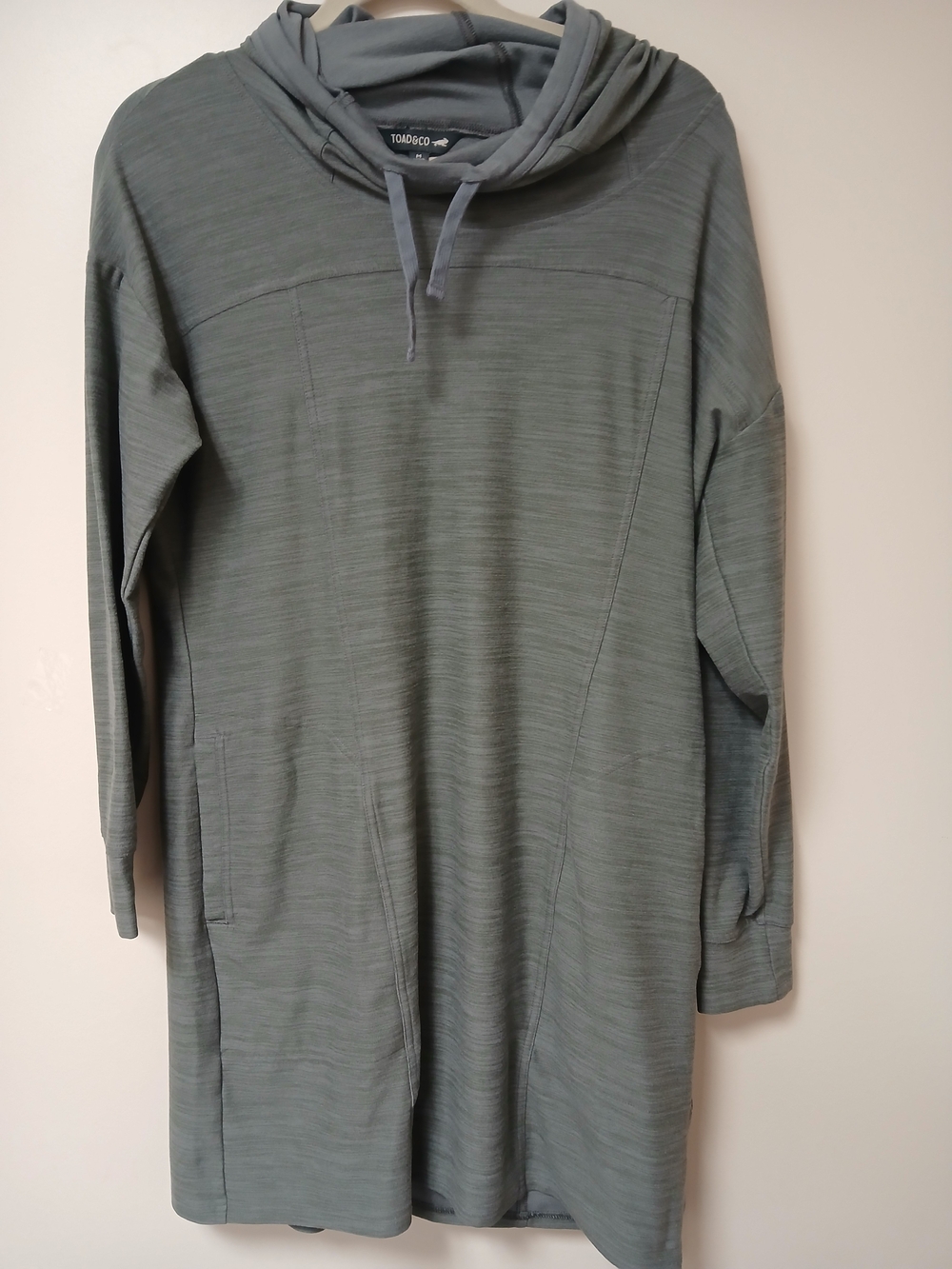 Toad&Co Grey Hooded Long Sweatshirt Dress